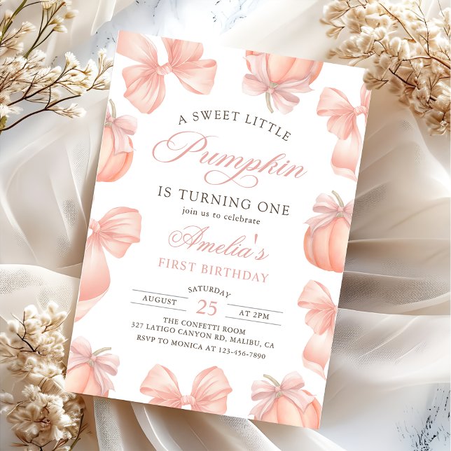 Invitación de cumpleaños de calabaza rosada pequeñ (Subido por el creador)