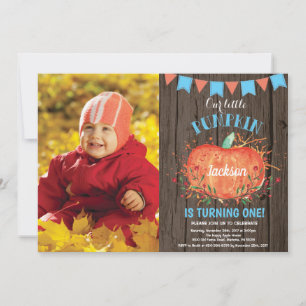 Invitación de cumpleaños de calabaza Rustic Boy az