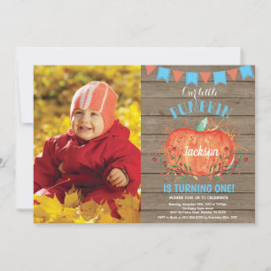 Invitación de cumpleaños de calabaza Rustic Boy az