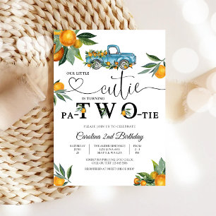 Invitación de cumpleaños de Camión Azul Naranja