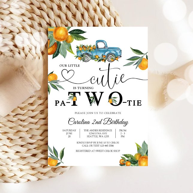 Invitación de cumpleaños de Camión Azul Naranja (Subido por el creador)