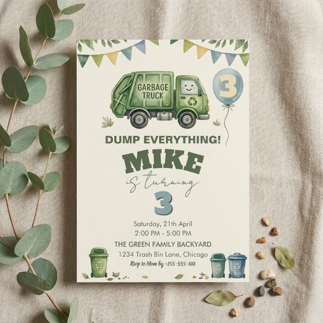 Invitación de Cumpleaños de Camión de Basura (Subido por el creador)