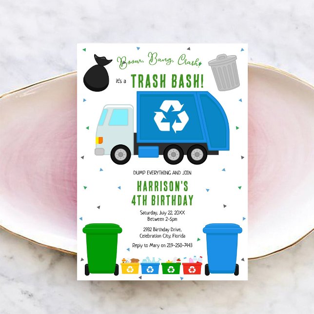 Invitación de cumpleaños de camión de basura (Subido por el creador)