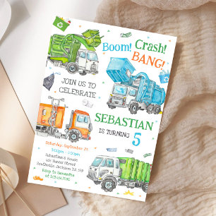 Invitación de cumpleaños de camión de basura