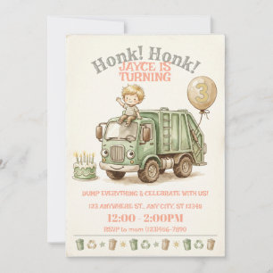 Invitación de cumpleaños de camión de basura   Fie