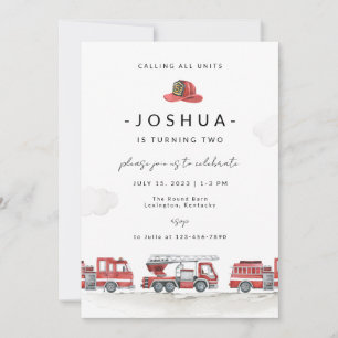 Invitación de cumpleaños de camión de bomberos, es