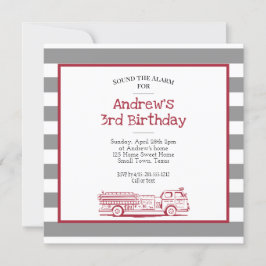 Invitación de cumpleaños de camión de bomberos roj