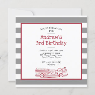 Invitación de cumpleaños de camión de bomberos roj