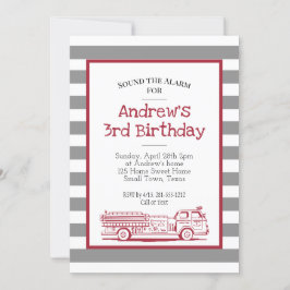 Invitación de cumpleaños de camión de bomberos roj