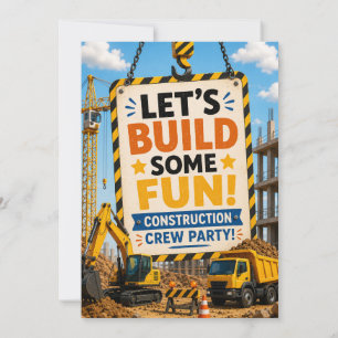 Invitación de cumpleaños de camión de construcción