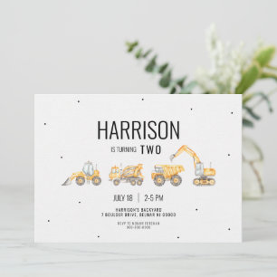 Invitación de cumpleaños de camión de construcción