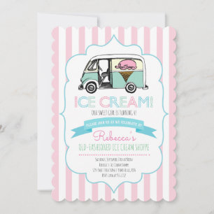 Invitación de cumpleaños de camión de helado de ra