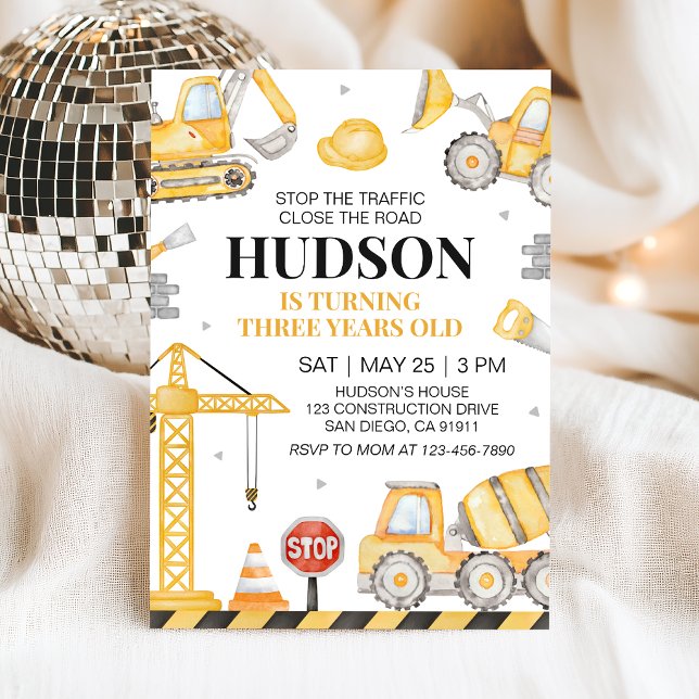 Invitación de cumpleaños de camión de volteo de co (Subido por el creador)
