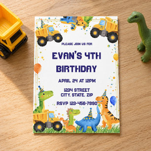 Invitación de cumpleaños de camión de volteo de co