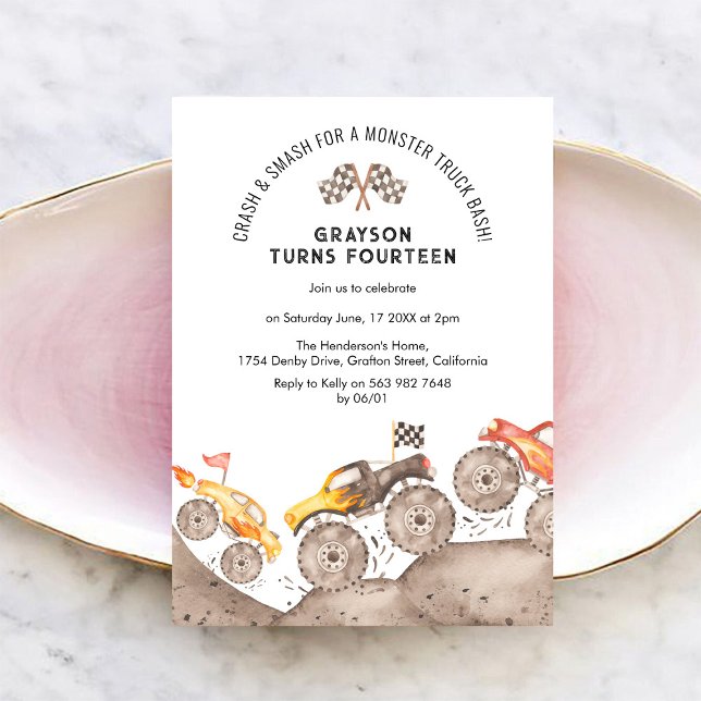 Invitación de Cumpleaños de Camión Monstruo (Subido por el creador)