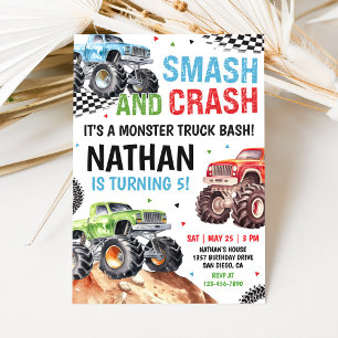 Invitación de cumpleaños de camión monstruo