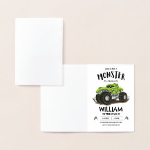 Invitación de cumpleaños de camión monstruo, cumpl