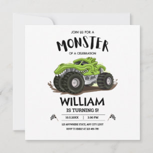 Invitación de cumpleaños de camión monstruo, cumpl