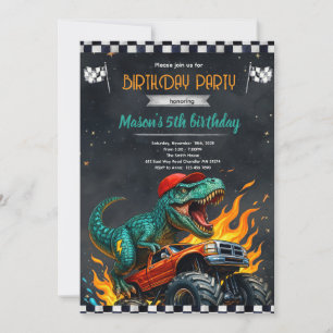 Invitación de cumpleaños de camión monstruo de din