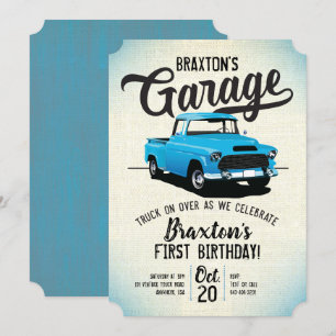 Invitación de cumpleaños de camión vintage