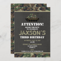 Invitación de cumpleaños de Camo Army Camouflage