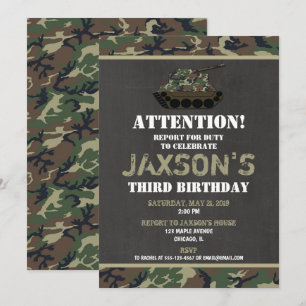 Invitación de cumpleaños de Camo Army Camouflage