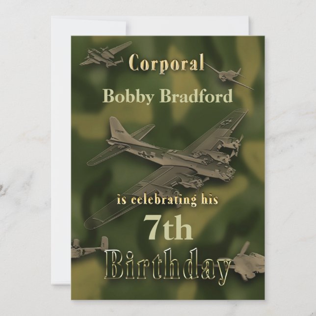 Invitación de cumpleaños de Camo Boys, insertar no (Anverso)