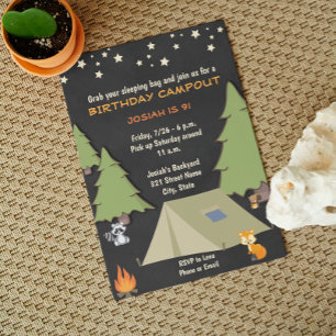 Invitación de cumpleaños de Camp Out