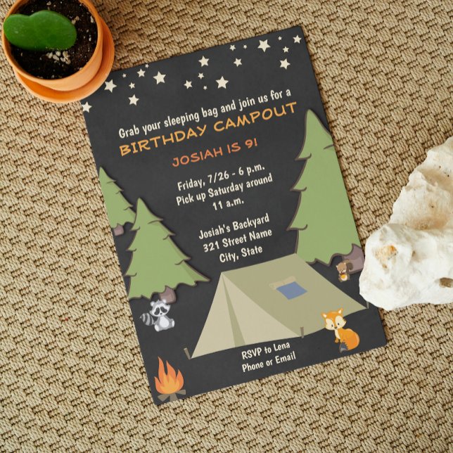 Invitación de cumpleaños de Camp Out (Subido por el creador)