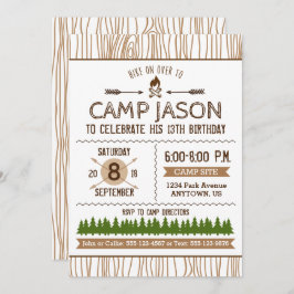 Invitación de cumpleaños de camping