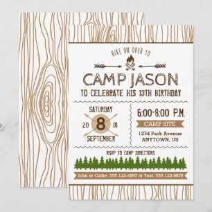 Invitación de cumpleaños de camping
