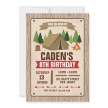 Invitación de cumpleaños de camping