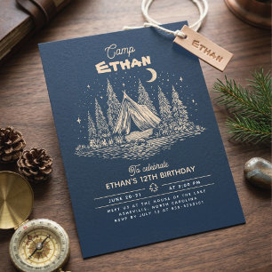 Invitación de cumpleaños de camping