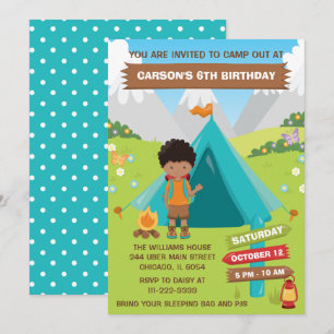Invitación de cumpleaños de camping al aire libre