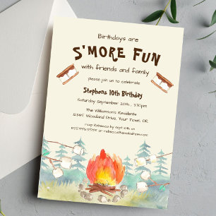 Invitación de cumpleaños de camping divertido S'mo