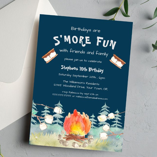 Invitación de cumpleaños de camping divertido S'mo (Subido por el creador)