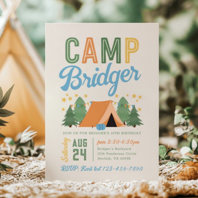 Invitación de cumpleaños de camping para niños (Subido por el creador)