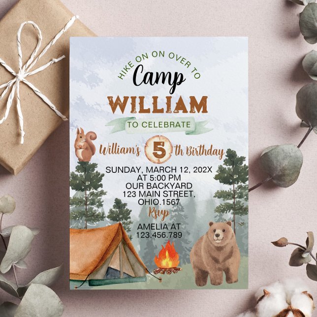 Invitación de cumpleaños de Camping Woodland (Subido por el creador)