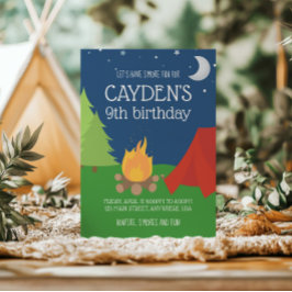 Invitación de cumpleaños de camping y S'mores
