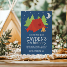 Invitación de cumpleaños de camping y S'mores