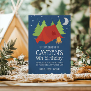 Invitación de cumpleaños de camping y S'mores