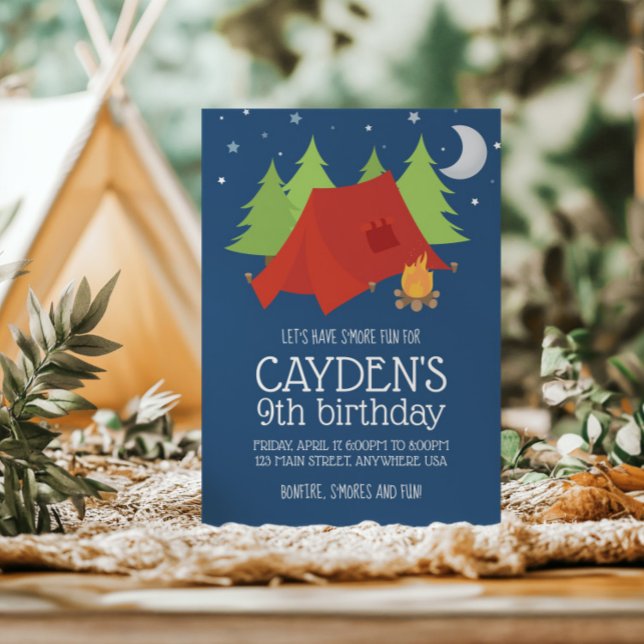 Invitación de cumpleaños de camping y S'mores (Subido por el creador)