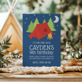 Invitación de cumpleaños de Camping y S'mores con 