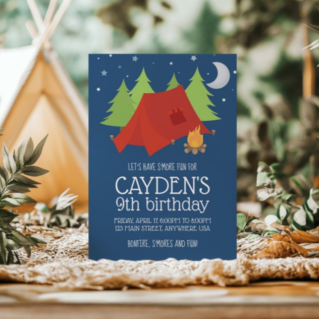 Invitación de cumpleaños de Camping y S'mores con  (Subido por el creador)