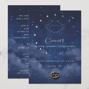 Invitación de cumpleaños de Cáncer Zodiaco
