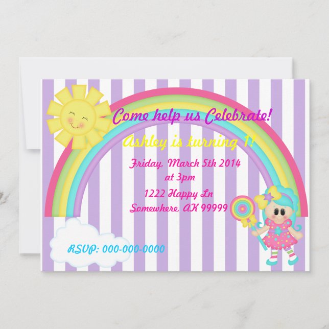 Invitación de cumpleaños de Candyland (Anverso)