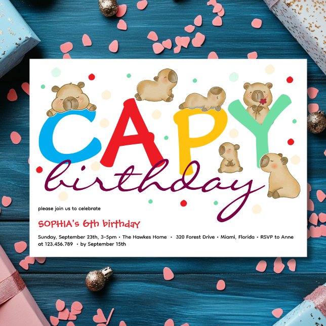 invitación de cumpleaños de capy capibara (Subido por el creador)