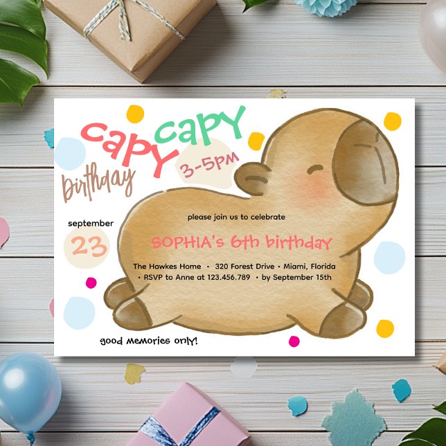 invitación de cumpleaños de capy carpincho (Subido por el creador)
