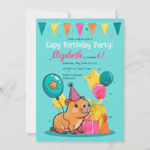Invitación de Cumpleaños de Capy Feliz Colorida