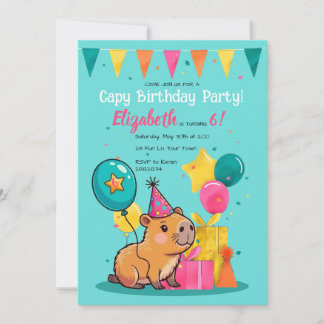 Invitación de Cumpleaños de Capy Feliz Colorida